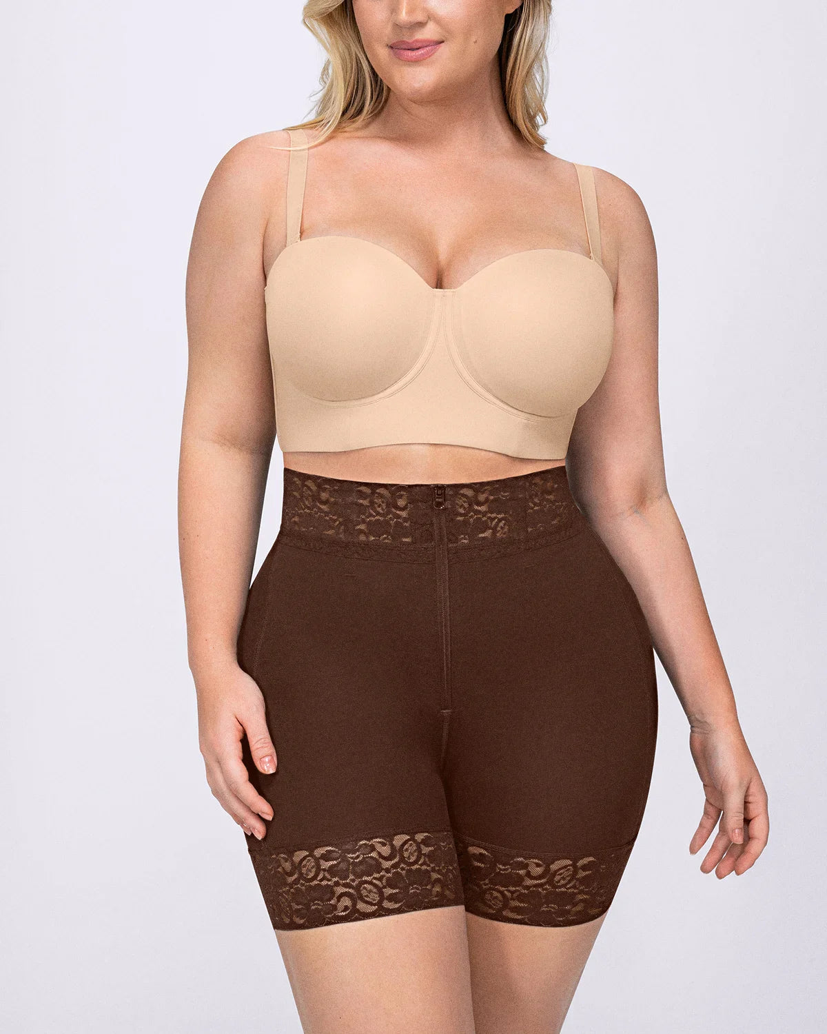 Short Baleines Acier Effet Galbant Marron