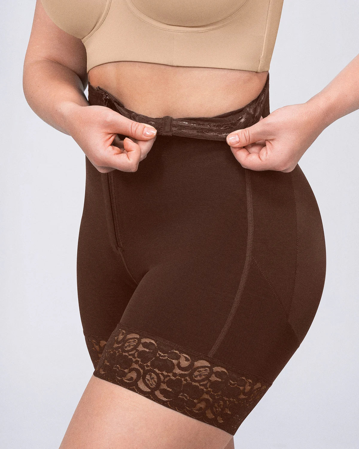 Short Baleines Acier Effet Galbant Marron