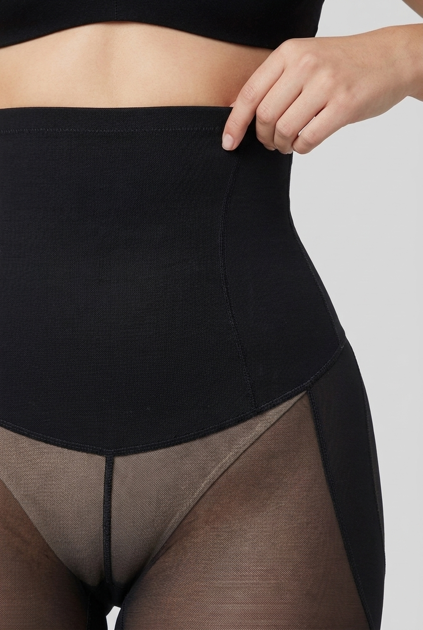 WURA Voile Ventre Plat noir - macro ceinture maille