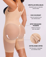 Voile Respirant Beige - infographie bretelles dos rehausse zip