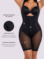 Voile Respirant Noir - infographie gainage crochets confort
