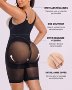 Voile Respirant Noir - infographie bretelles dos rehausse zip